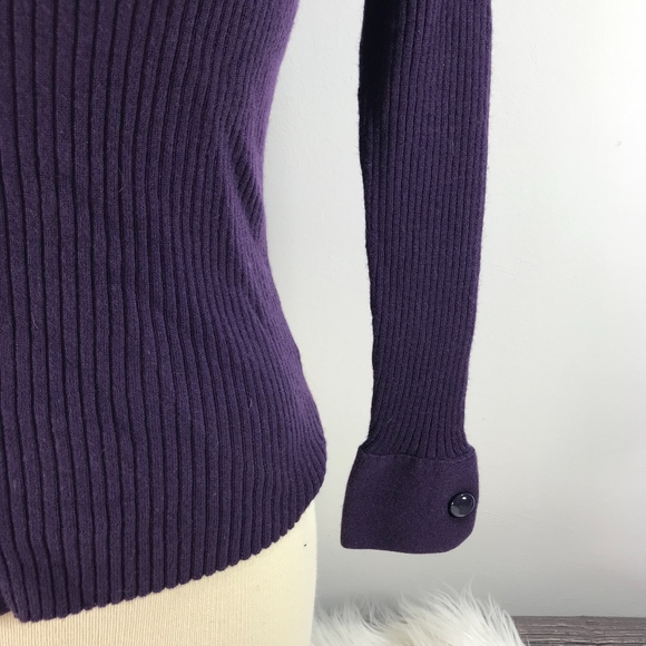 Dark Purple Large Button Down Pocket Sweater - Picture 3 of 6